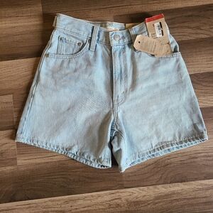LEVI'S Light Blue Denim Cinch Mid-Thigh Shorts